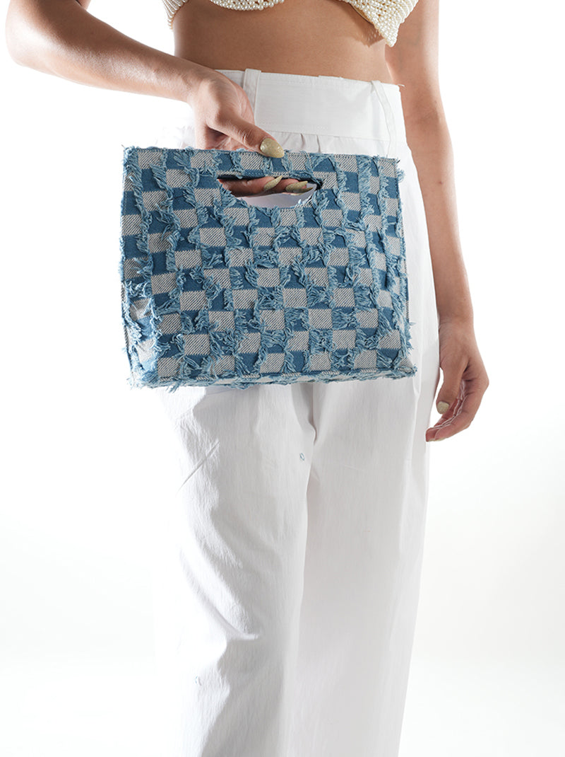 Denim Checkered Bag