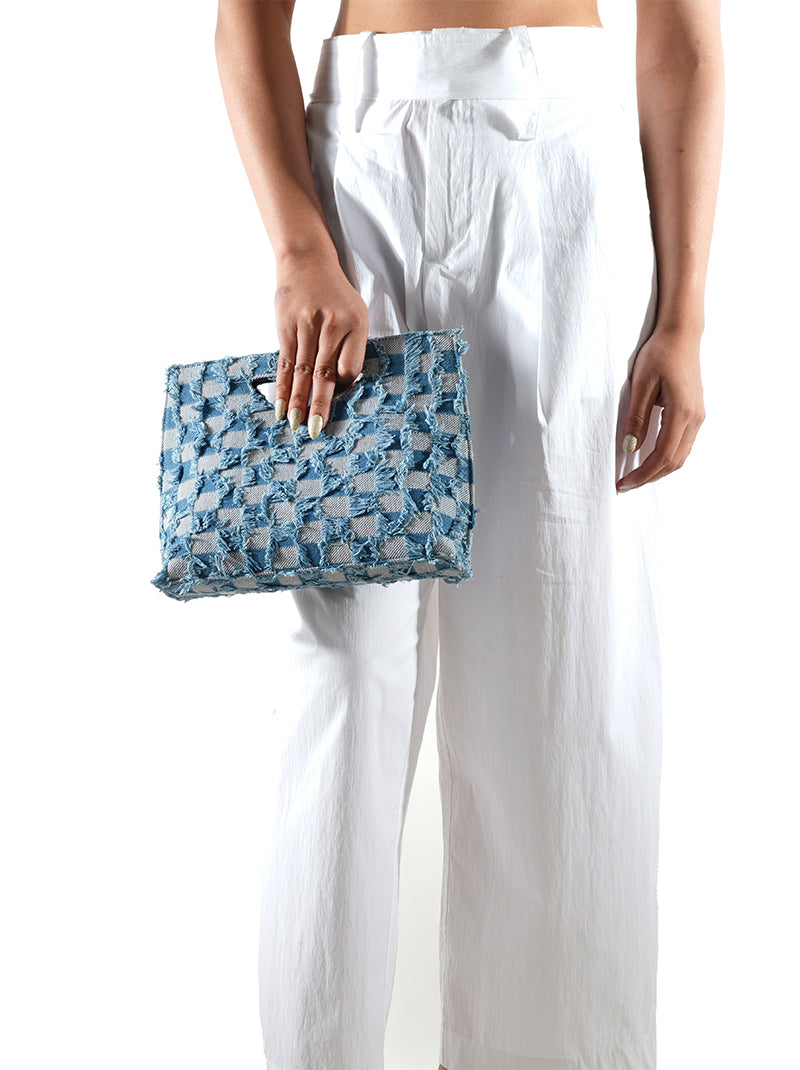 Denim Checkered Bag