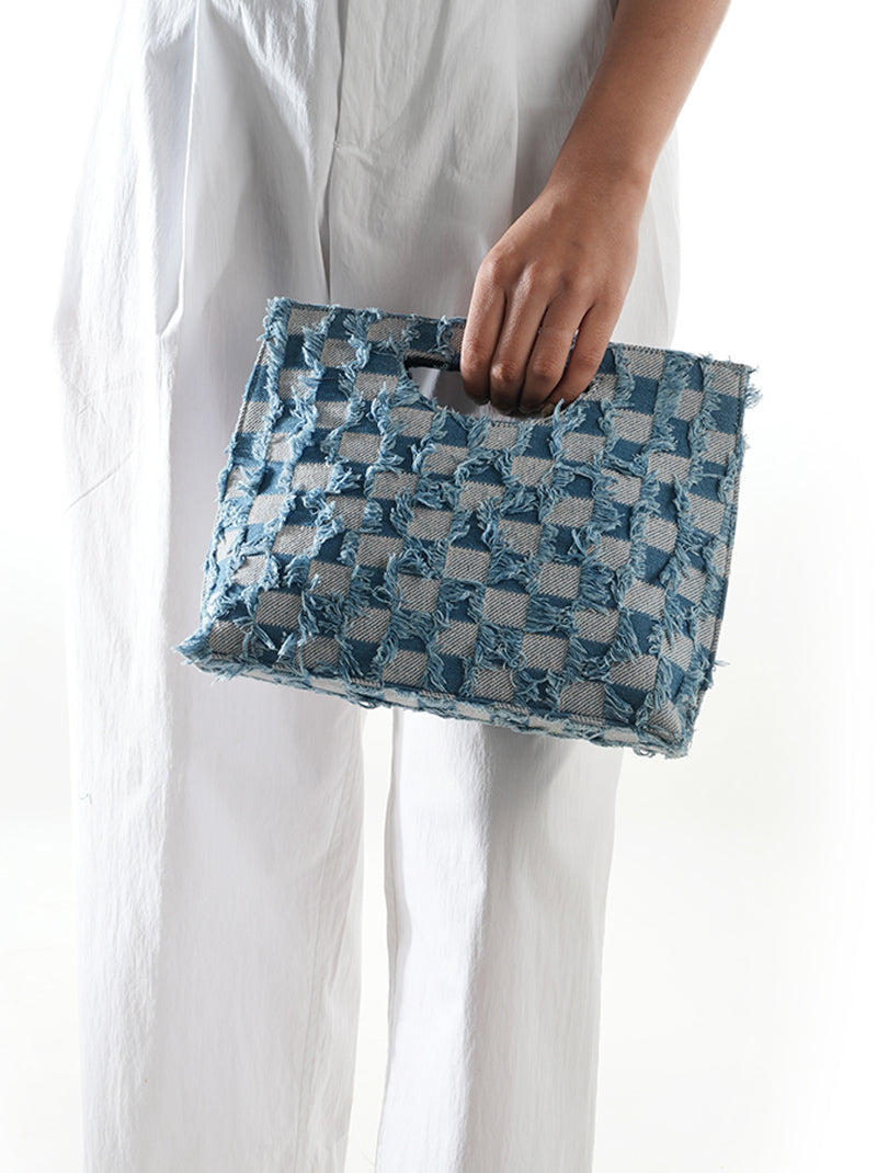 Denim Checkered Bag