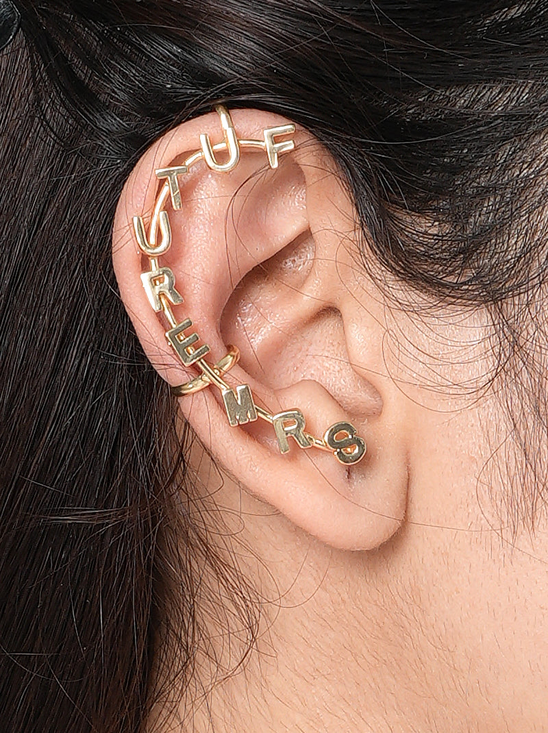 Future Mrs Moodcuff pair handcrafted in brass metal with bold Future Mrs lettering and a Gold Tone Finish, perfect for bridal showers, bachelorette parties, engagement celebrations, Haldi, Mehndi, pre-wedding photoshoots, and wedding festivities.