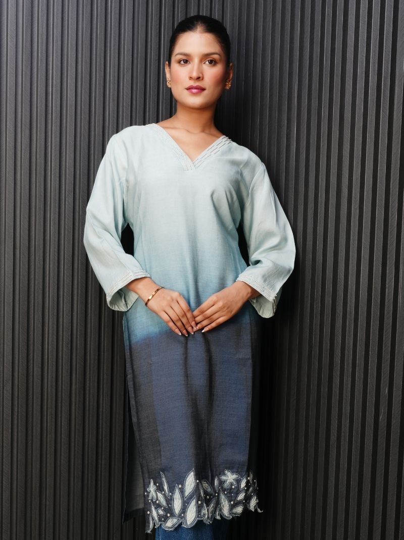 Ombre Applique Kurta