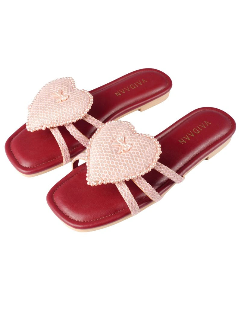 Pink Heart Flats