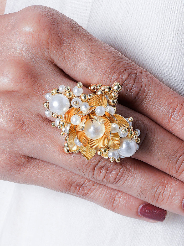 Shubhika Floral Pearl Ring