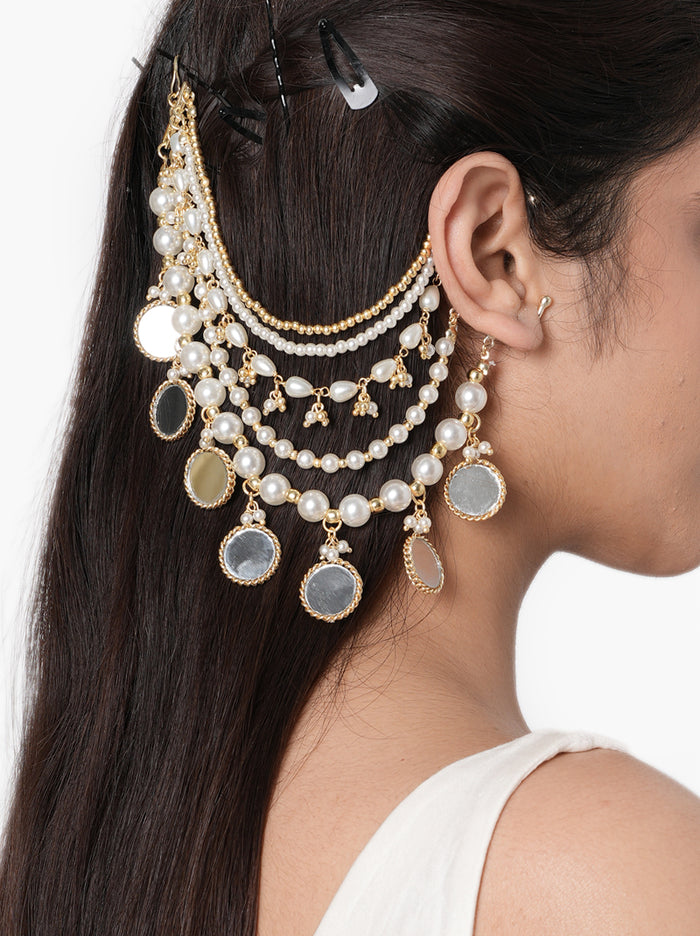 Zaina Pearl Mirror Earchain