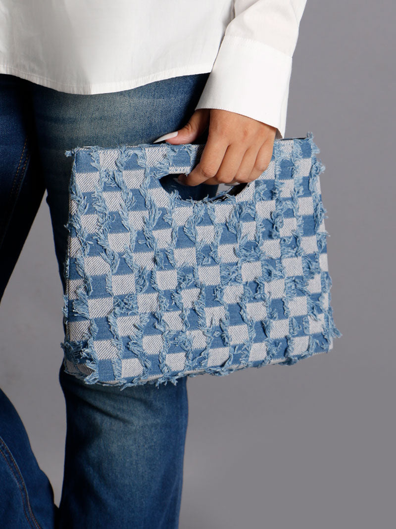 Denim Checkered Bag