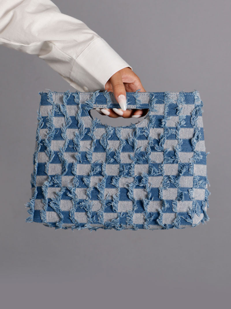 Denim Checkered Bag