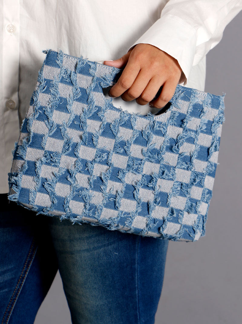 Denim Checkered Bag