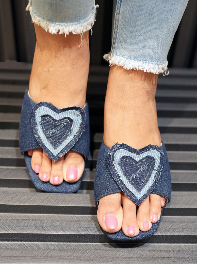 Denim Heart Heels