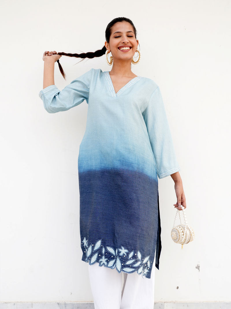 Ombre Applique Kurta