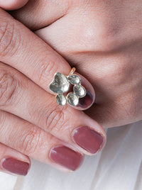 paw heart statement ring in gold tone finish