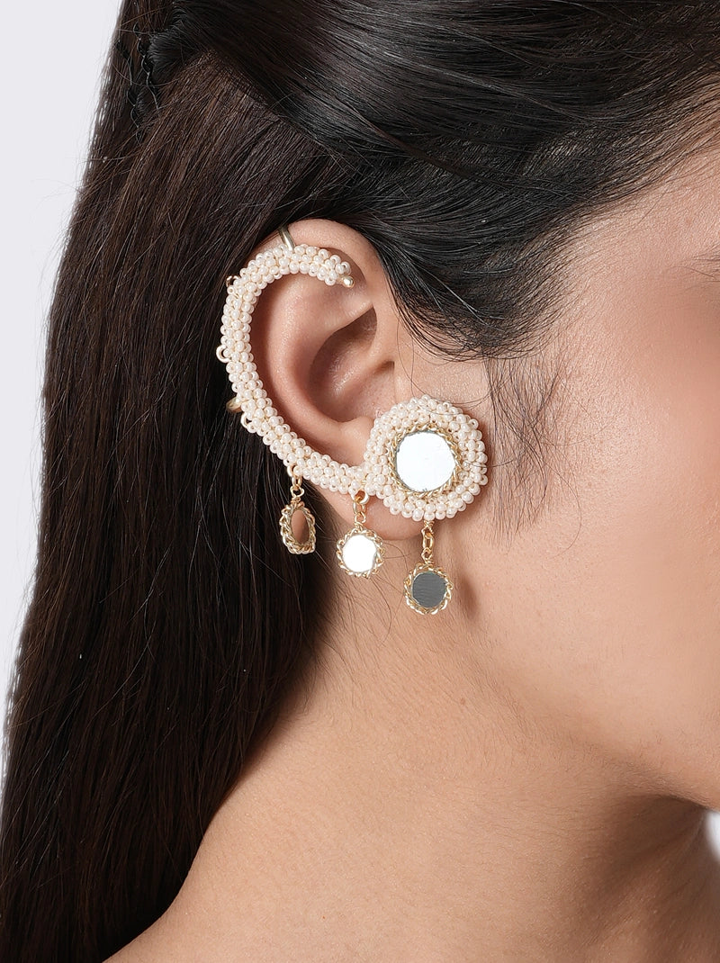 Vamika Pearl Mirror Earrings